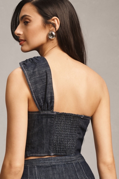 One-Shoulder Denim Bow Top | Nuuly