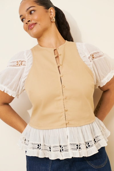 Puff-Sleeve Twofer Top | Nuuly