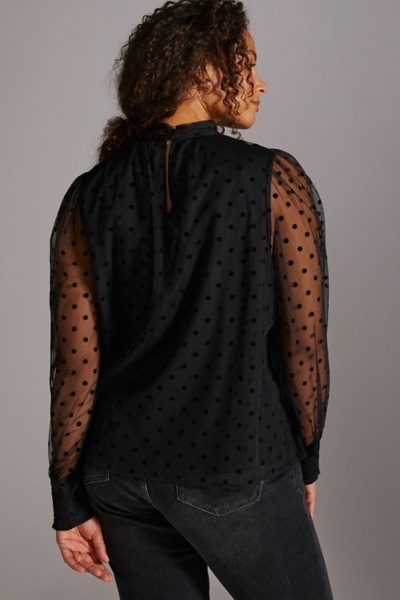 今期 venit WAVE DOT TULLE BLOUSE Tulle Neck-Tie Blouse | Nuuly