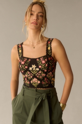 Nabla - Floral Embroidered Bustier Top