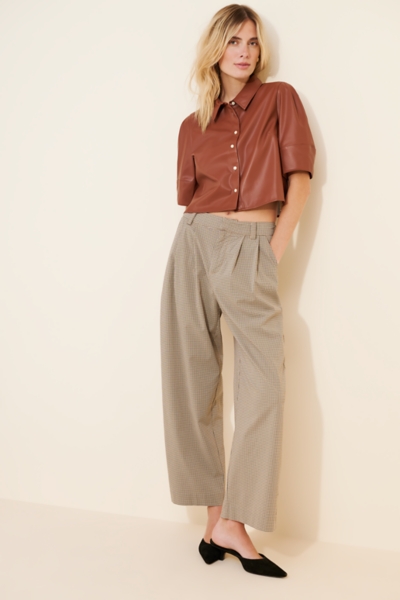 トップス NKNIT vegan leather/KNIT shirt vegan leather/KNIT shirt