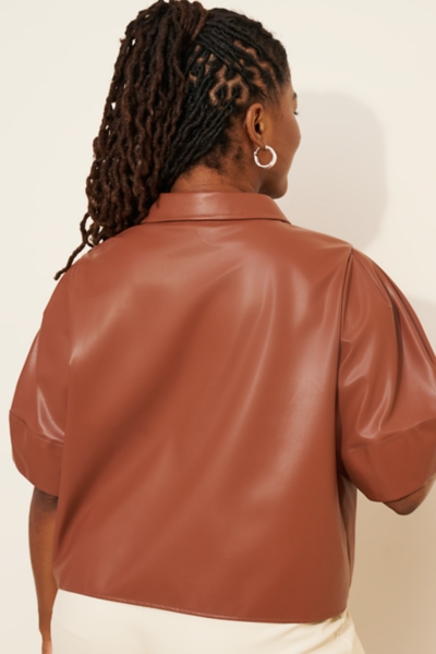 Lantern-Sleeve Vegan Leather Shirt | Nuuly
