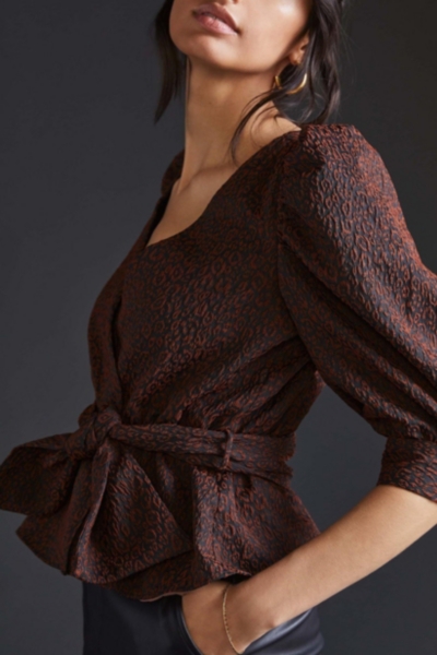 Jacquard Wrap Blouse | Nuuly