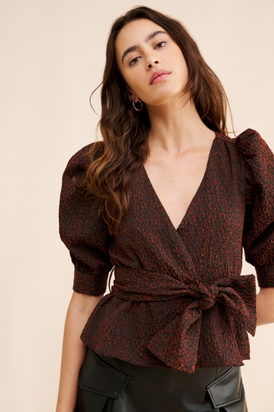 Jacquard Wrap Blouse | Nuuly