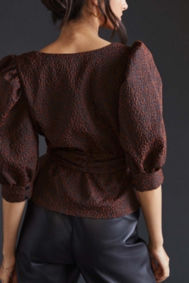 Jacquard Wrap Blouse | Nuuly