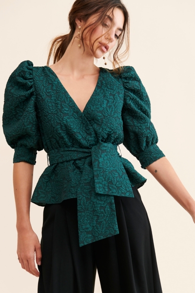 Jacquard Wrap Blouse | Nuuly
