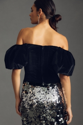 Off the shoulder velvet top sale