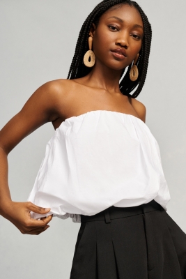 Maeve Strapless Poplin Bubble Top