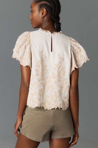 The Lainie High-Neck Lace Cutwork Blouse | Nuuly