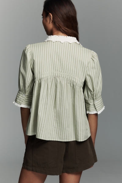 Long-Sleeve Collared Babydoll Top | Nuuly
