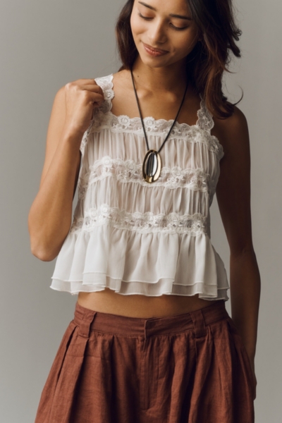 Shirred Lace Tank | Nuuly
