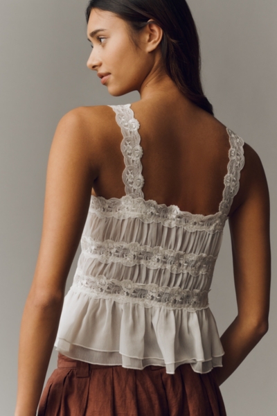 Shirred Lace Tank | Nuuly