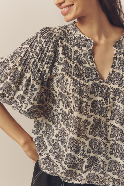 Pintuck Short-Sleeve Swing Top | Nuuly