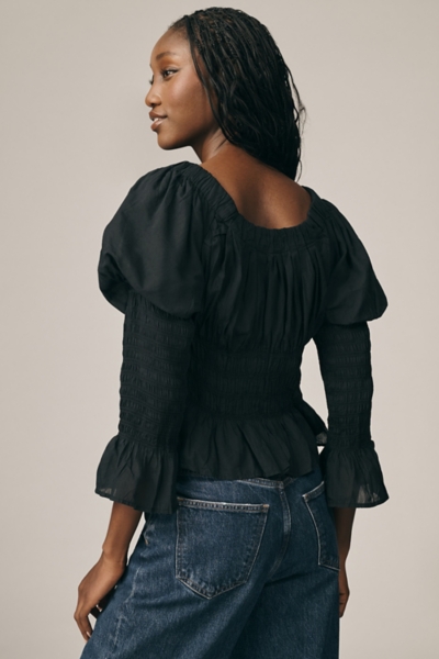 Long-Sleeve Smocked Babydoll Top | Nuuly