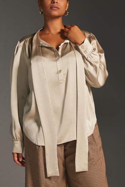 Satin Tie-Neck Blouse | Nuuly