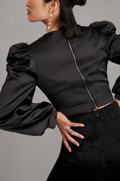 Satin Puff-Sleeve Top | Nuuly