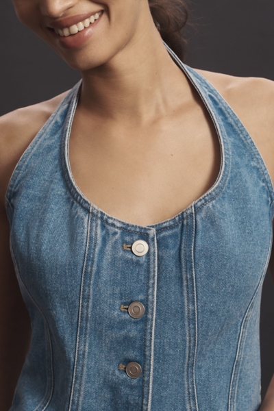 Halter Shrunken Denim Vest | Nuuly
