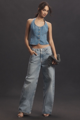 Halter Shrunken Denim Vest | Nuuly
