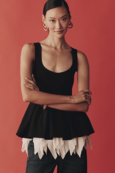 Sleeveless Peplum Frill-Hem Shell Top | Nuuly