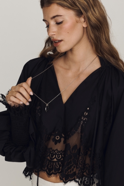 Lace Inset Long-Sleeve Blouse | Nuuly
