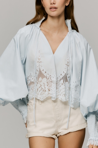 Lace Inset Long-Sleeve Blouse | Nuuly