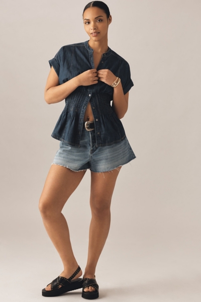 L’Or  ロル  Front Pleats Blouse Petite Island Paradise Pleated Roll Sleeve Blouse | Zac and Rachel