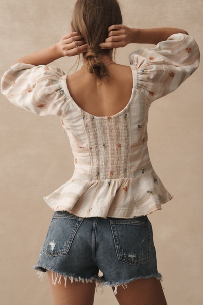Puff-Sleeve Peplum Blouse | Nuuly