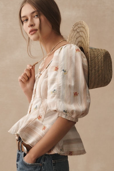 Puff-Sleeve Peplum Blouse | Nuuly