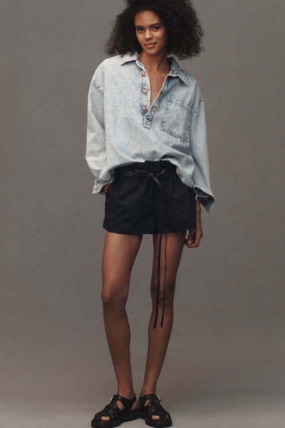 トップス papier collab_denim mix blouse Denim Wrap Blouse - DG: The Remix