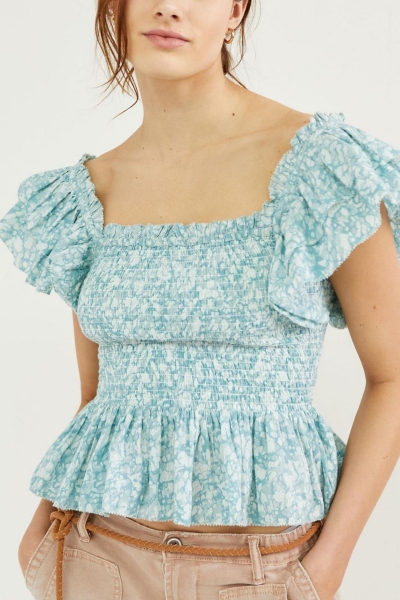 Smocked Peplum Blouse | Nuuly