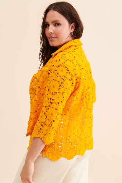 Lace Half-Sleeve Buttondown Shirt | Nuuly