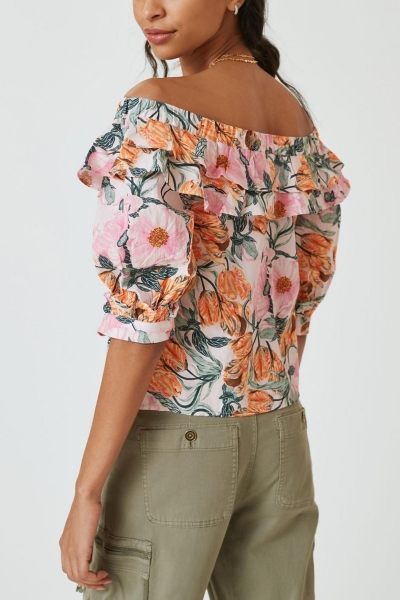CLANE⭐︎RUFFLE NECK BLOUSE Sandy Floral Brenna Mock Neck Ruffle Blouse – Sugarlips