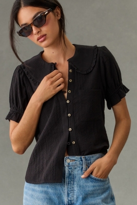 Keira Collared Button-Front Blouse