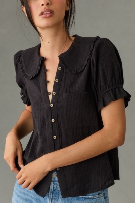 Keira Collared Button-Front Blouse