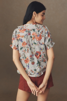 Keira Collared Button-Front Blouse