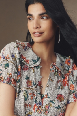 Keira Collared Button-Front Blouse