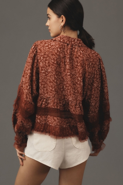 Ruffled V-Neck Popover Blouse | Nuuly