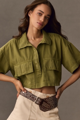 【PORTERNA】Slow color stitching cropped T-shirt 1200W-3985-Zinnia-0-