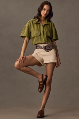 【PORTERNA】Slow color stitching cropped T-shirt Short-Sleeve Cropped Tee | Nuuly