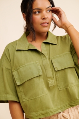 【PORTERNA】Slow color stitching cropped T-shirt Short-Sleeve Cropped Tee | Nuuly