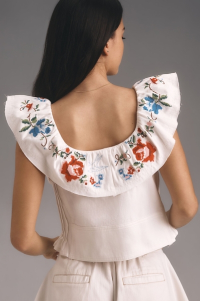 Embellished Ruffle Collar Top | Nuuly