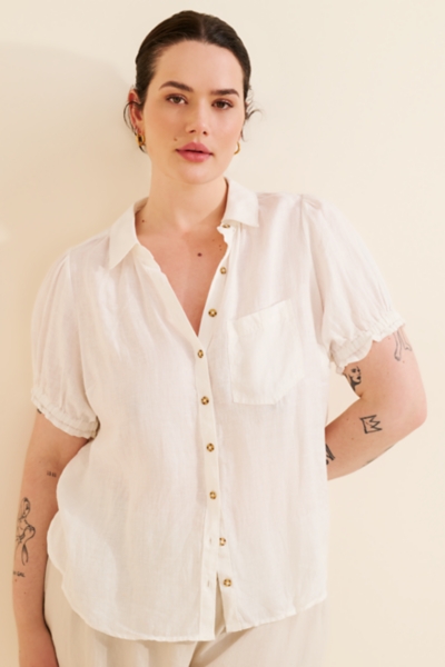 BEAUTY&YOUTH UNITED ARROWS - 【❤なか❤】TAN ／ PUFF SLEEVE BLOUSE The Aly Puff-Sleeve Blouse: Linen Edition | Nuuly