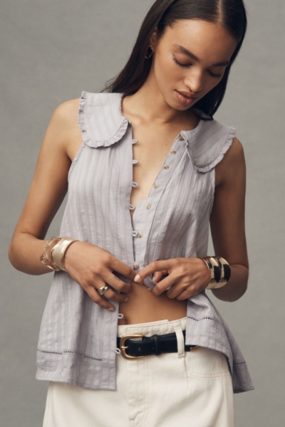 The Keira Collared Button-Front Blouse: Tank Editi | Nuuly