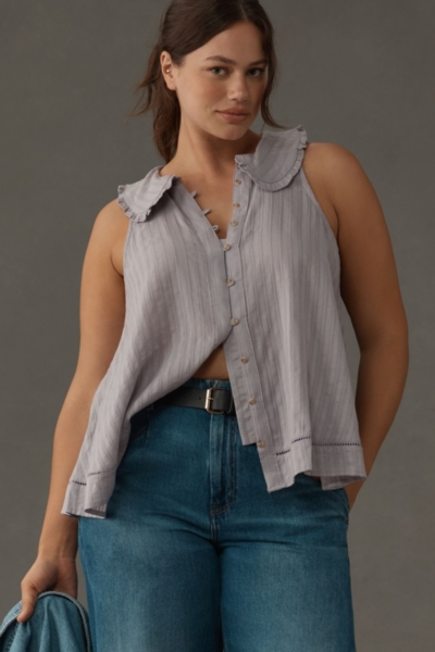 The Keira Collared Button-Front Blouse: Tank Editi | Nuuly