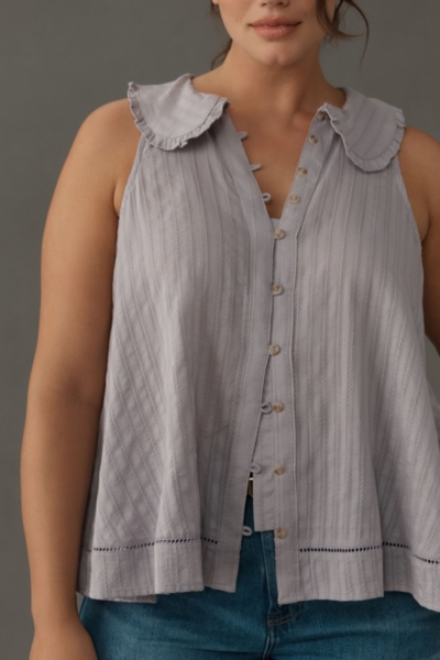 The Keira Collared Button-Front Blouse: Tank Editi | Nuuly