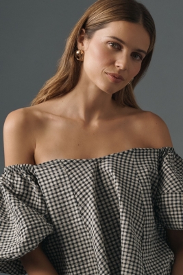 Puff-Sleeve Off-The-Shoulder Gingham Top | Nuuly