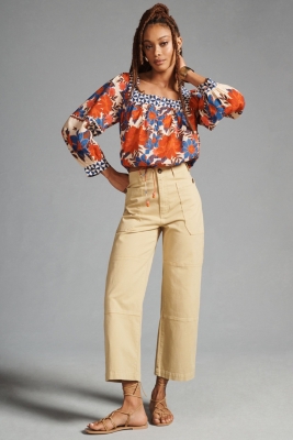 Printed Square-Neck Puff-Sleeve Blouse | Nuuly