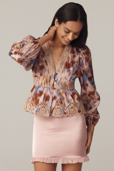 Long-Sleeve Printed Tiered Blouse | Nuuly