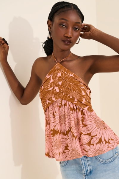 Pleated Floral Halter Top | Nuuly