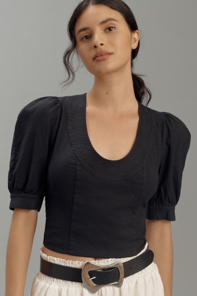 【CLANE】SCOOP PUFF TOPS Zayna Lace Puff Sleeve Top • Shop American Threads Women's Trendy